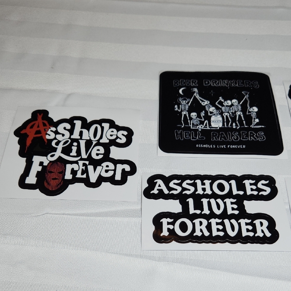 Assholes Live Forever Sticker Set - Black and White